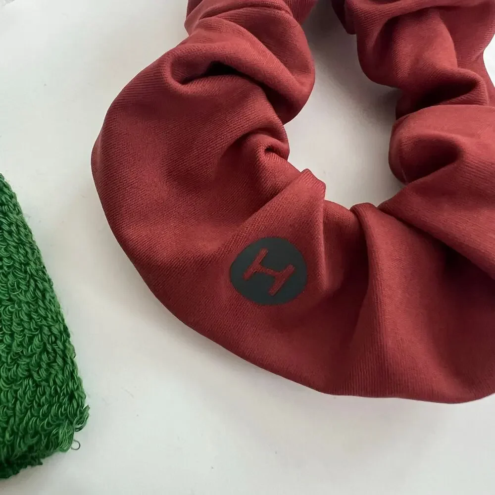 3x Halara Hair Accessories Sweatband Headband Scrunchi green brown